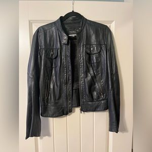 Womens S Vera Pelle Black Leather Jacket